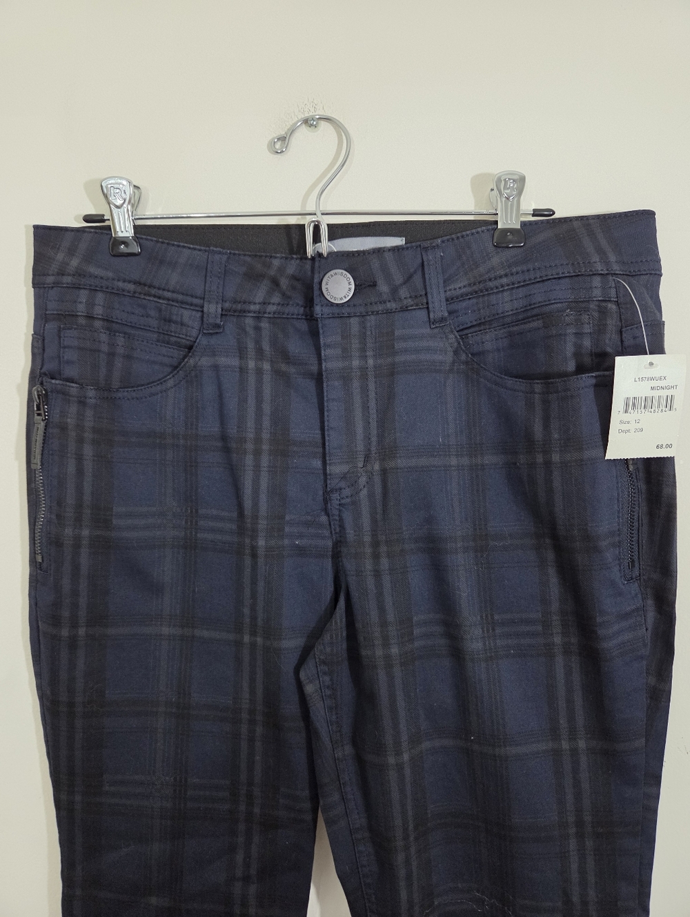 NWT Wit & Wisdom Democracy Midnight Blue Plaid Jeans Pants Academia Size 12